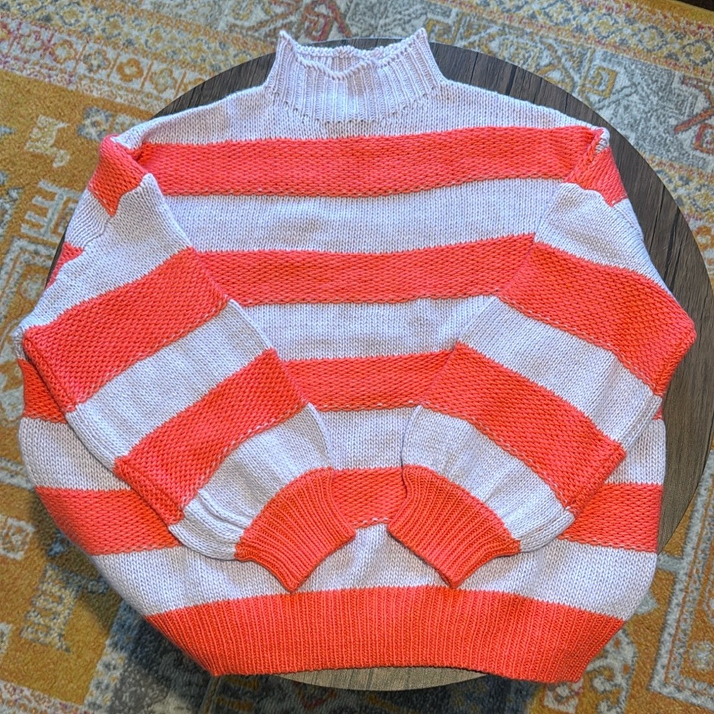 PrettyLittleThing Coral and Lavender Crew Neck Sweater
